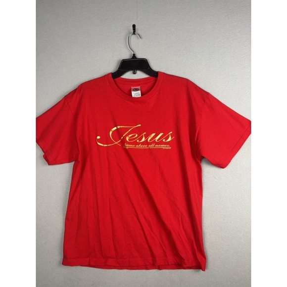 Son Teez Other - Vintage Jerzees Son Teez T Shirt L Large Red 2004 Gold Name Above All Names 4165